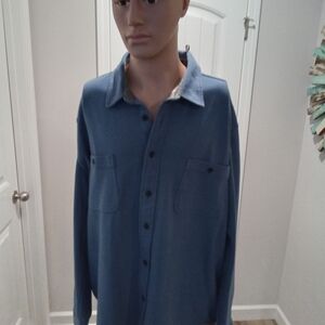 Makers Mark Camden Men's Big & Tall Size XXL Blue Button-Up Sweater Shirt